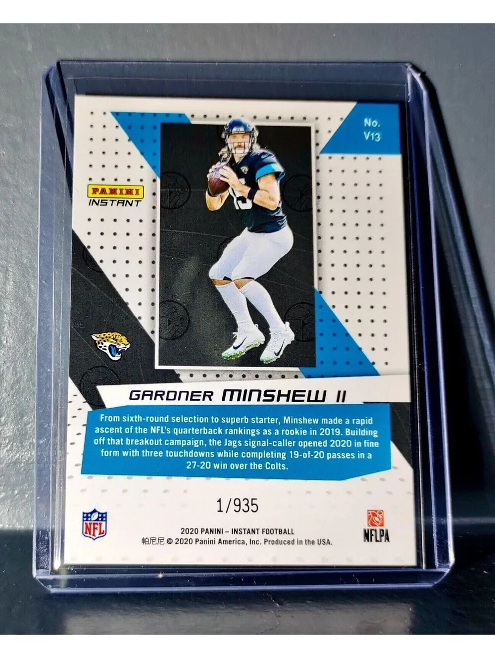 Gardner Minshew II 2020 Panini NFL Instant Vortex #13 Football Card 1/935